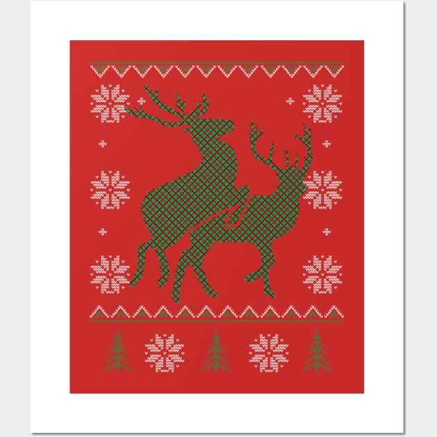 Reindeer Humping - Ugly Christmas Sweater Style Wall Art by joshp214